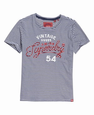 Superdry 54 Goods Rope Női Pólók Sötétkék/Csíkok | FEXTA6731